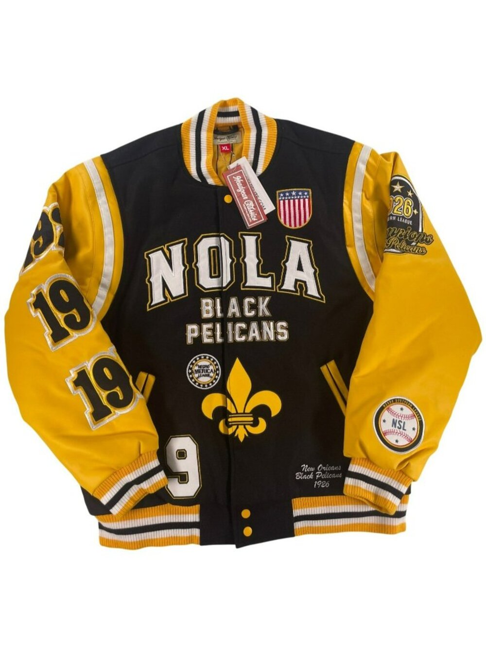 Headgear Classics Jacket Nola Pelicans Varsity Yellow Black Men's Size XL NEW